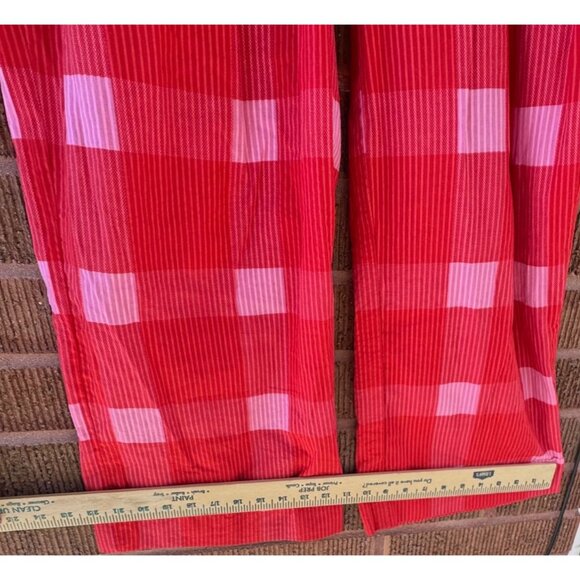 Anthropologie Porridge Womens Medium Red & Pink Plaid Wide-Leg Pants 100% Cotton - Picture 11 of 14